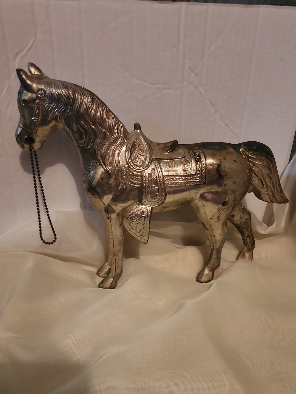 Vintage Mid-Century Gold Metal Western Horse Figurine Statue